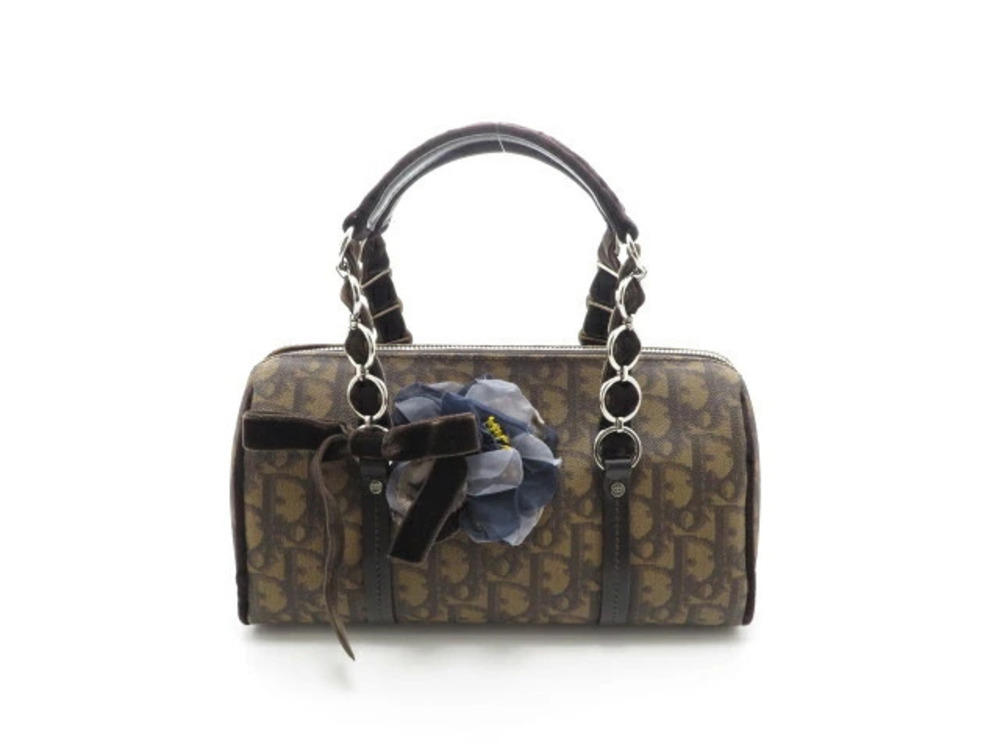 Christian Dior Handbag Trotter Canvas Velour Brown